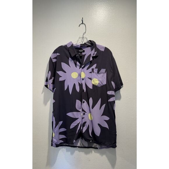 RSQ Men’s Size Medium Floral Print Shirt Button Front Rayon Fun Quirky Colorful - Picture 1 of 4